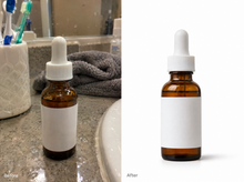 Load image into Gallery viewer, Sample product photo edit: skincare bottle on bathroom counter to clean ecommerce shot